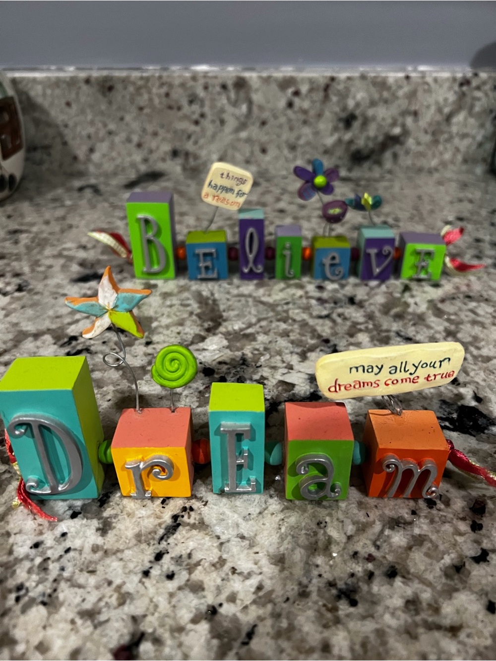 Dream & Believe Colorful Wooden Block Decor for Kids Room
